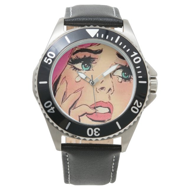 Retro Comic Girl Mens Watch (Front)