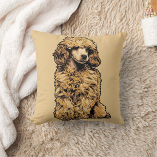 Retro Comic Halftone Poodle Dog Graphic Art Throw Pillow