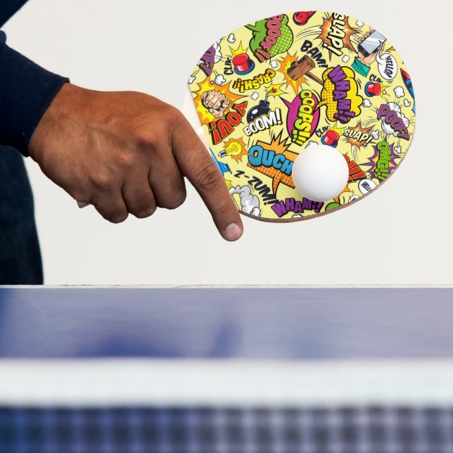 Retro Comic Ping Pong Paddle Double-Sided Coolness (Insitu)