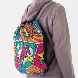 Retro Comic Pop Art Drawstring Bag