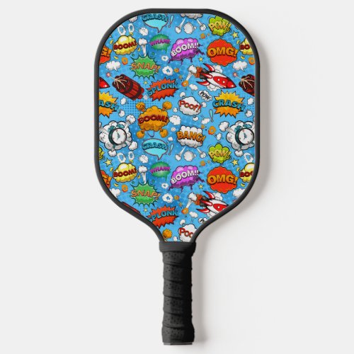 Retro Comic Speech Bubbles Seamless Pattern Pickleball Paddle