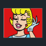 Retro Comic Strip Beauty Postcard<br><div class="desc">Yowza! This Retro Comic Strip Beauty Postcard features a lovely blonde gal with pink lips and dark lashes on a red background. One gloved hand is visible as she tosses her yellow hair like the flirt she is. See ya in the funny papers!</div>