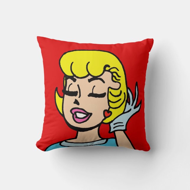 Retro Comic Strip Beauty Throw Pillow (Front)