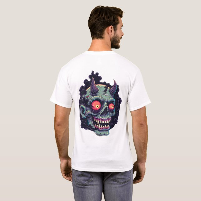 Retro Comic Style Monster Skull T-Shirt (Back Full)