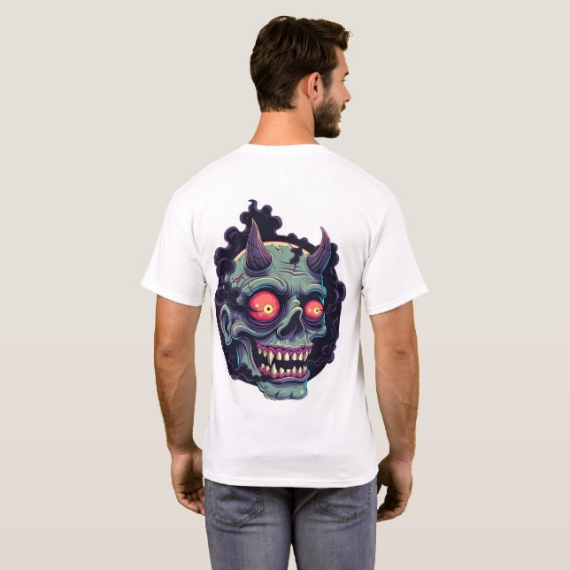 Retro Comic Style Monster Skull T-Shirt (Back Full)