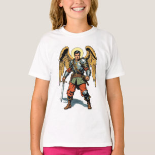 Retro Comic Style St Michael Girl's Tee Shirt