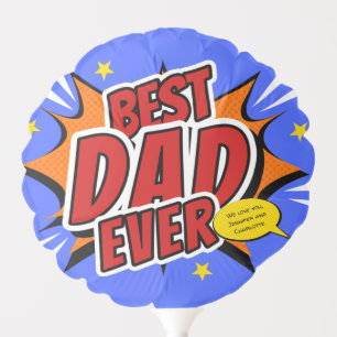 Retro Comic Superhero Best Dad Ever Party Balloon