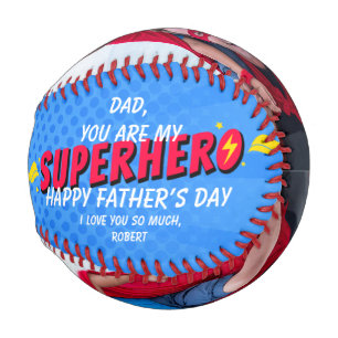 Retro Comic Superhero Dad Keepsake Baseball