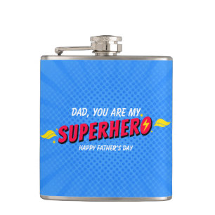 Retro Comic Superhero Father's Day Flask