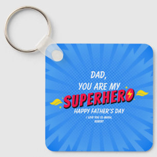 Retro Comic Superhero Father's Day Keychain