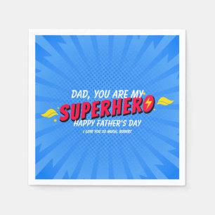 Retro Comic Superhero Father's Day Party Napkins