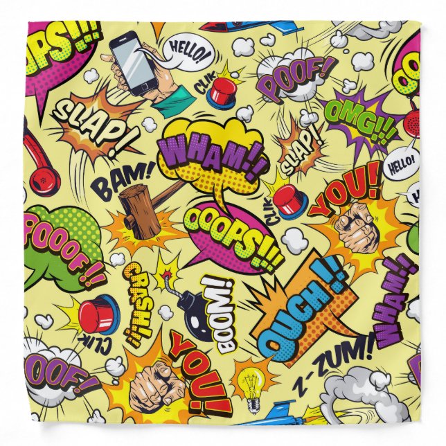 Retro Comic Text Pop Art Bandana (Front)
