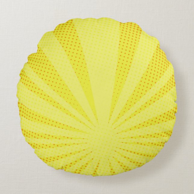 retro comic yellow background raster gradient half round pillow (Front)