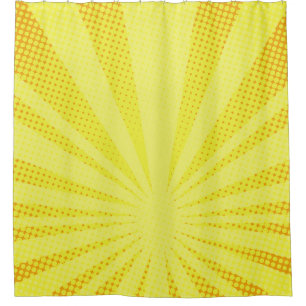 retro comic yellow background raster gradient half shower curtain