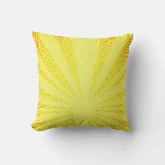 retro comic yellow background raster gradient half throw pillow (Front)