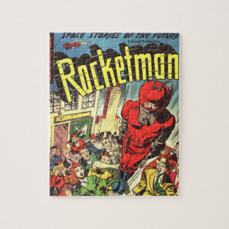 Retro comics - Rocketman Jigsaw Puzzle