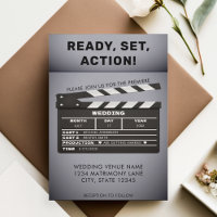 Retro Coming Soon Movie Film Clap Board Wedding