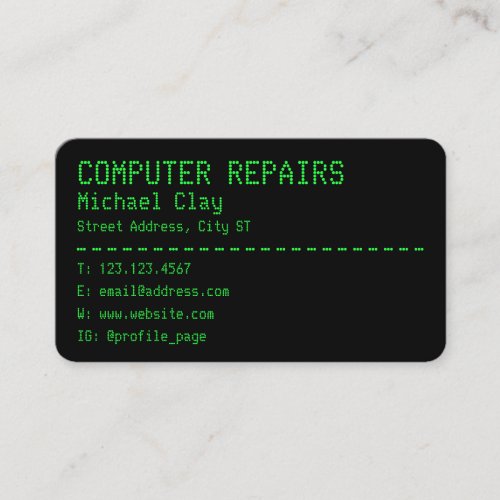 Retro computer screen style business card