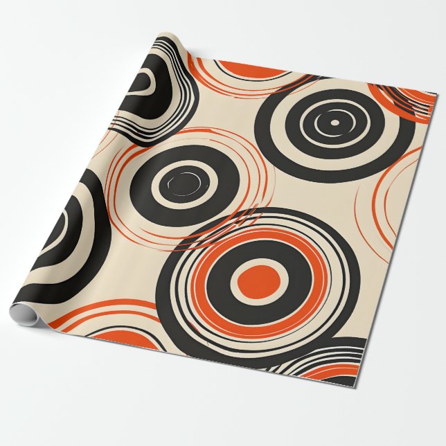 Retro Concentric Circles Wrapping Paper (Unrolled)