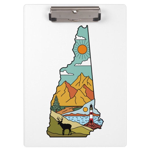 Retro Concord New Hampshire White Mountain Clipboard (Front)