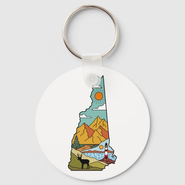 Retro Concord New Hampshire White Mountain Keychain (Front)