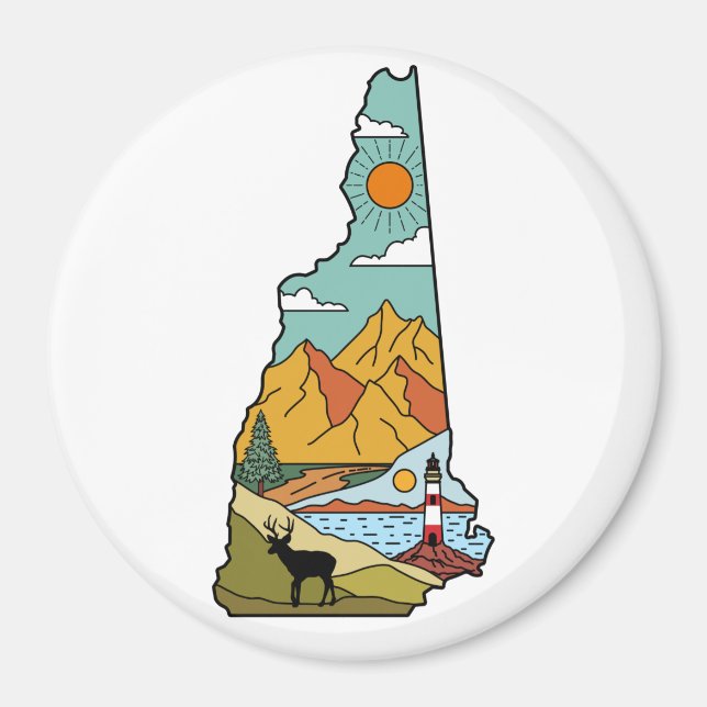 Retro Concord New Hampshire White Mountain Magnet (Front)