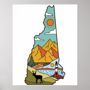 Retro Concord New Hampshire White Mountain Poster
