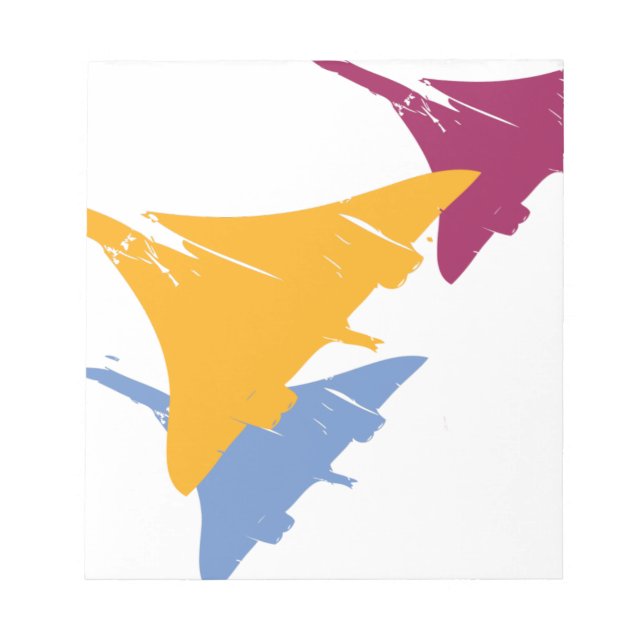 Retro Concorde Jet Airplane Aviation Flight Design Notepad (Front)