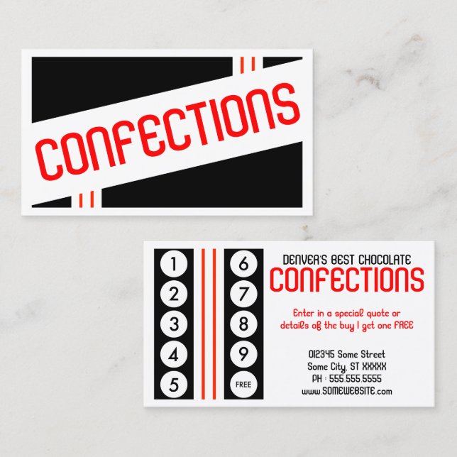 retro confections stamp card (Front/Back)