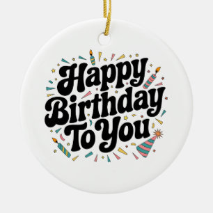Retro Confetti Birthday Ceramic Ornament