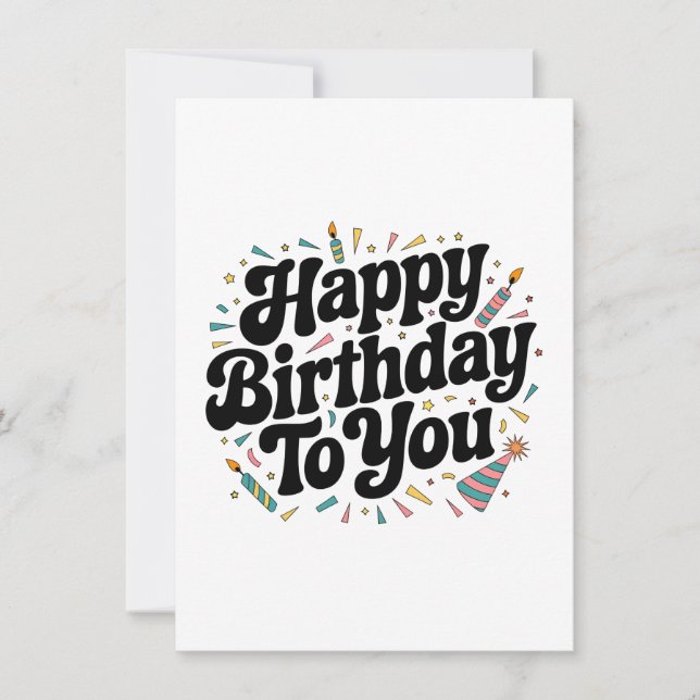 Retro Confetti Birthday Note Card (Front)