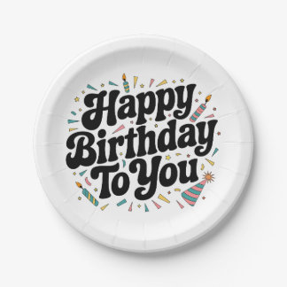 Retro Confetti Birthday Paper Plates