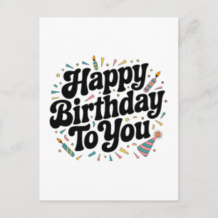 Retro Confetti Birthday Postcard