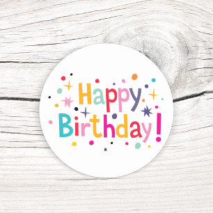 Retro Confetti Birthday Stickers