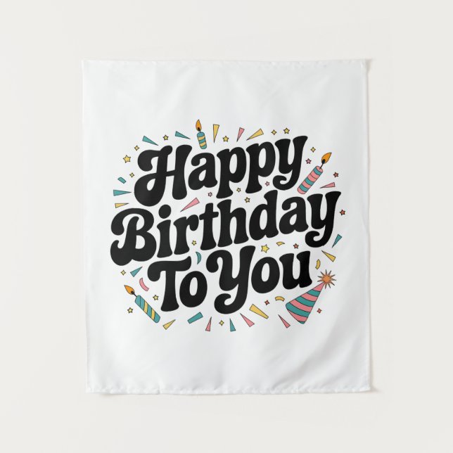 Retro Confetti Birthday Tapestry (Front)