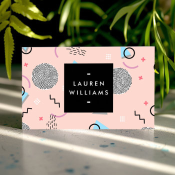Retro Confetti Memphis Pattern Pink Business Card by 1201am at Zazzle