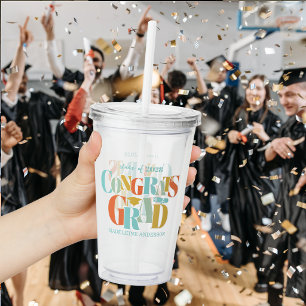 Retro Congrats Grad Graduation Black Acrylic Tumbler