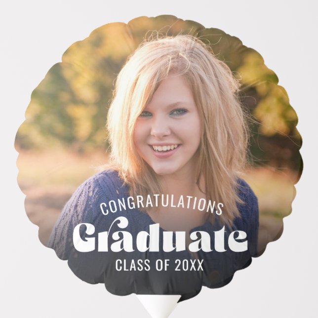 Retro Congratulations Graduate Class of 2026 Photo Balloon (Front)