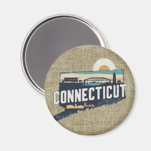 Retro Connecticut Scenic Silhouette Magnet