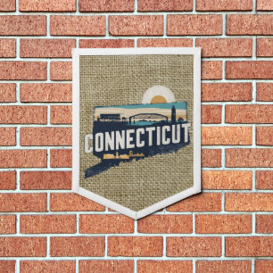 Retro Connecticut Scenic Silhouette Pennant