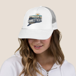 Retro Connecticut Scenic Silhouette Trucker Hat