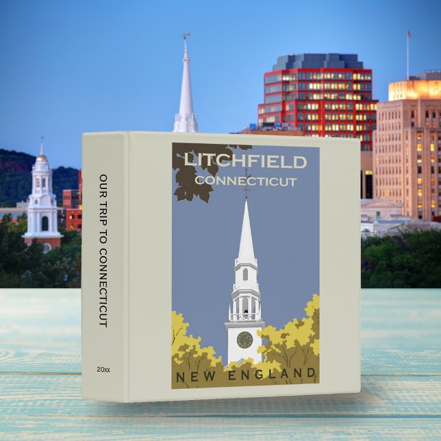 Retro Connecticut Travel Poster Scrapbook 3 Ring Binder (Creator Uploaded)