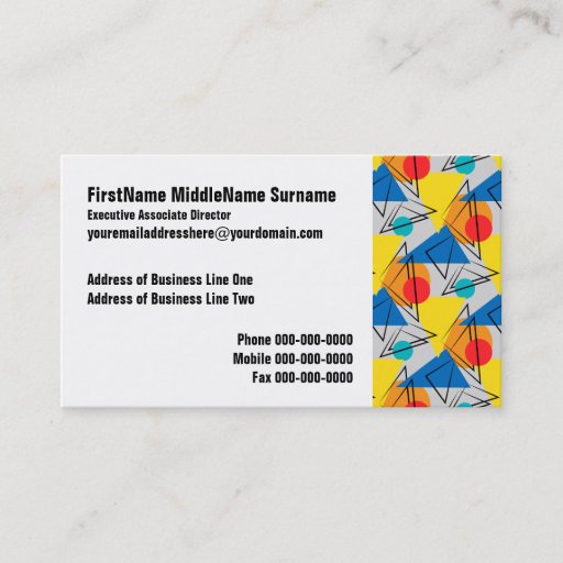 Customizable Retro Contemporary Geometric Colorful Pattern Business Card Templates