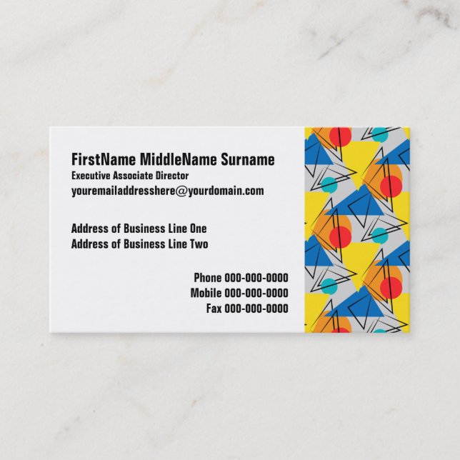Retro Contemporary Geometric Colorful Pattern Business Card (Front)