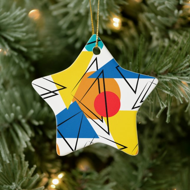 Retro Contemporary Geometric Colorful Pattern Ceramic Ornament (Tree)