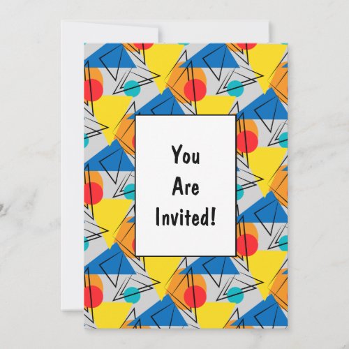 Retro Contemporary Geometric Colorful Pattern Invitation