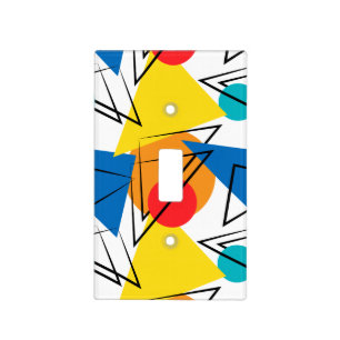 Retro Contemporary Geometric Colorful Pattern Light Switch Cover