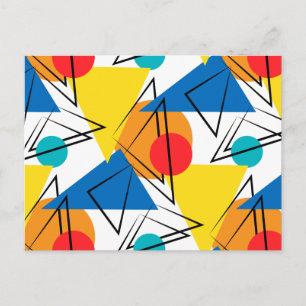 Retro Contemporary Geometric Colorful Pattern Postcard
