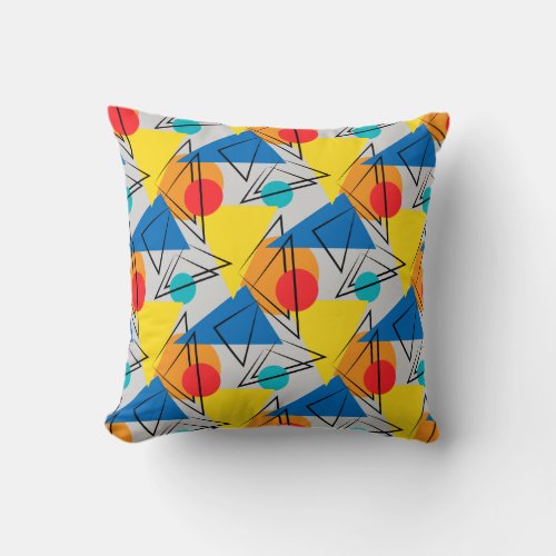 Retro Contemporary Geometric Colorful Pattern Throw Pillow