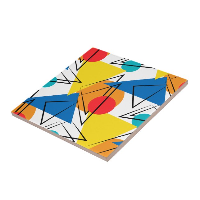 Retro Contemporary Geometric Colorful Pattern Tile (Side)